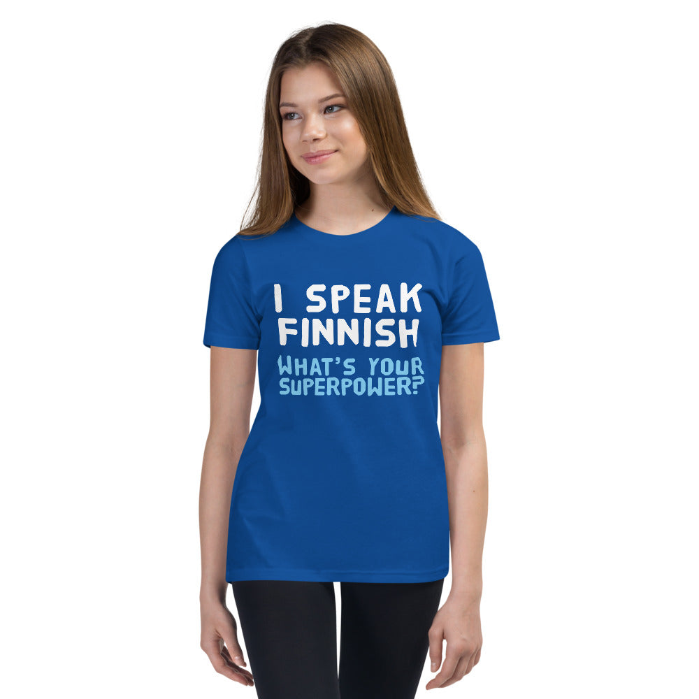 What's your superpower? Finnish Youth T-Shirt - Finnish youth t-shirt from Very Finnish Problems